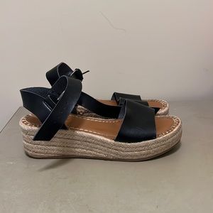 Black and tan sandals platform